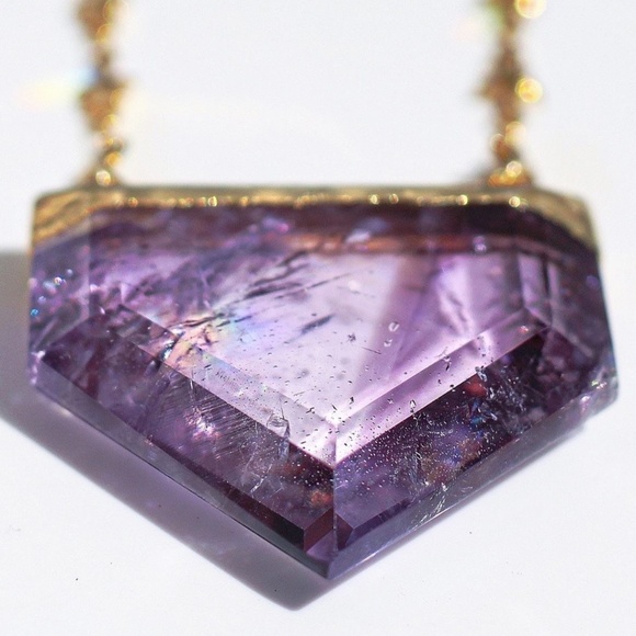 CHUNKY Amethyst third eye chakra pendant necklace - Picture 3 of 4